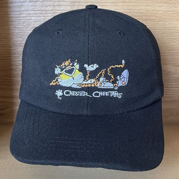 Vintage Chester Cheetah Cheetos Black Snapback Hat Planet Lunch 90s Wool Blend - Picture 2 of 11